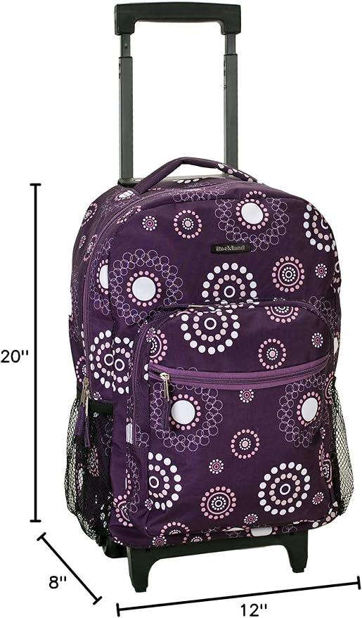 Rockland Double Handle Rolling Backpack, Purple Pearl, 17"
