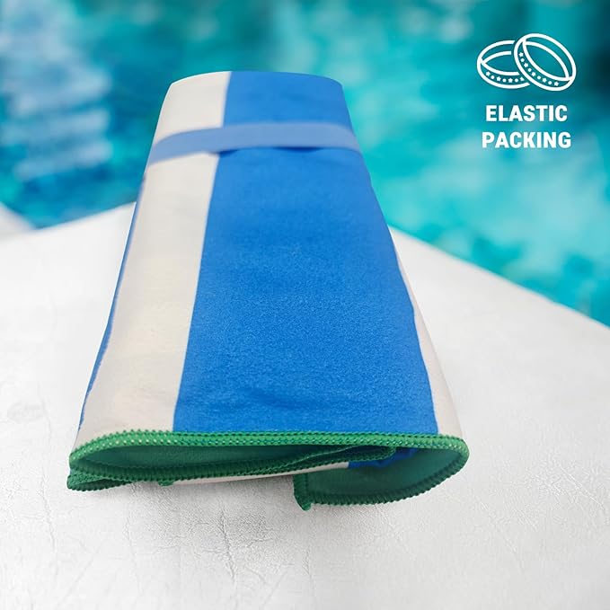 Gogreen Quick Dry Sand Free Beach Towel for Travel Pool Lightweight 71x32 in Absorbent Microfiber Oversized Towels Yoga Bath Camping Sport - Stylish Unique Gift - Stripe