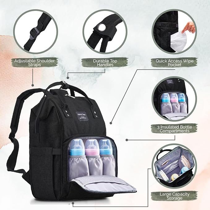 Kiddycare Diaper Backpack for Mom | Travel Backpack Featuring Baby Diaper Bags with Changing Station for Several Use, Waterproof Tote Bag Perfect for Maternity Baby Bags Stylish | Pink