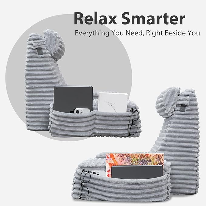 ENITYA Back Pillow for Bed Sitting up, Reading Pillow for Sitting in Bed Adult, Back Support Wedge for Reading/Resting/Post Surgery/Watching TV/Gaming,Light Grey