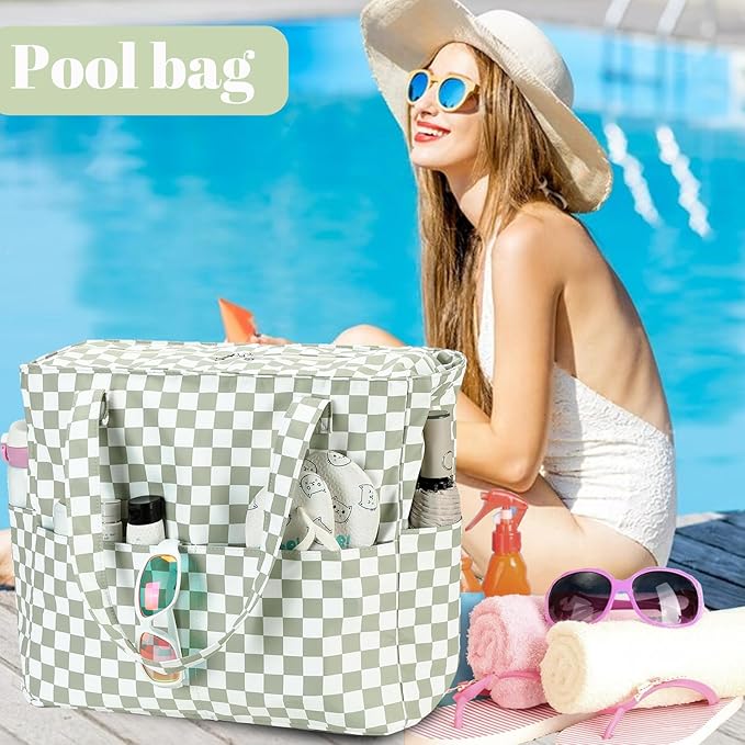LEDAOU Large Beach Bag Women Waterproof Sandproof Zipper Beach Tote Pool Bag for Swim Gym Grocery Travel with Wet Pocket | Waterproof, Sandproof, Zipper, Pool, Gym, Grocery
