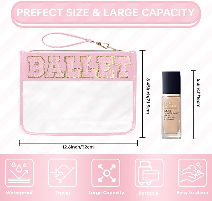 Snack Bags Clear Pouch Travel Makeup Bag Chenille Letter Bags for Zipper Pouch Clear Cosmetic Bag Clearly Tote Bag Makeup Travel Bags for Women