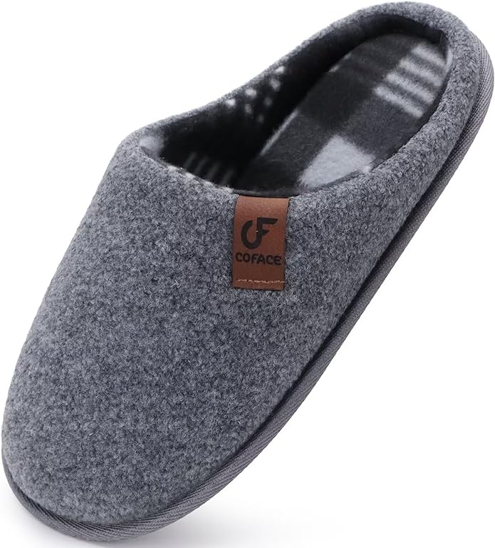 COFACE Unisex Mens Womens Cozy Memory Foam Scuff Slippers Casual Slip On Warm House Shoes Indoor/Outdoor Felt Sandal Slippers Size 4-15