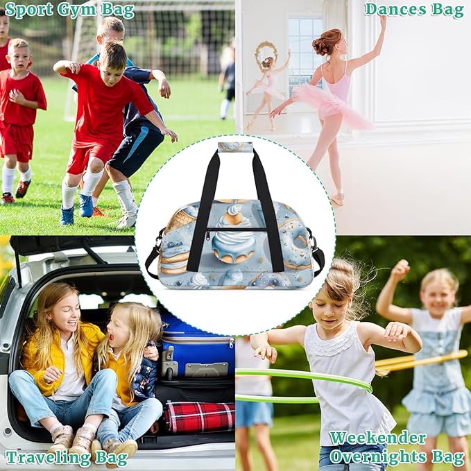 Doughnuts Ice Cream Kids-Duffel-Bags Gymnastics Dance Bag Carry-On Overnight Travel Gym Lightweight Dance Sports Bags For Girls Boys Kids，