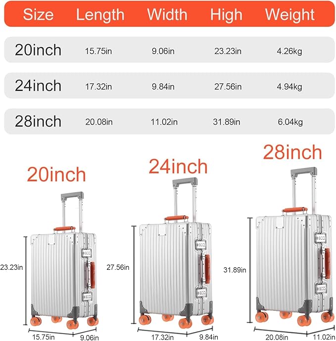 Aluminum Luggage Set（20/28）– 2026 Upgrade Zipperless Suitcase with TSA Lock, 360° Silent Spinner Wheels – Premium Aluminum-Magnesium Alloy Suitcase for Modern Travelers