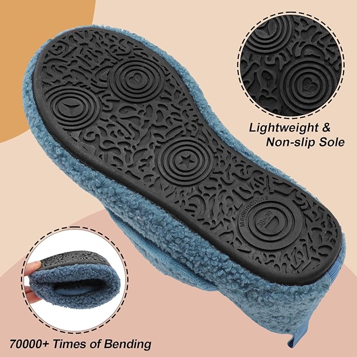 BARERUN Slippers for Women Men Wide House Diabetic Shoes for Women Men Warm Arthritis Edema Swollen Neuropathy Socks Slip on Adjustable Fuzzy Comfy Soft Womens Mens Bedroom Sliipers