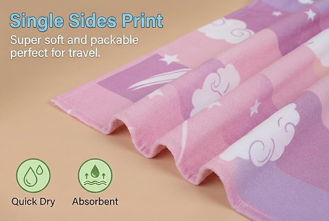 LIVILAN Small Unicorn Towel for Kids Girls, Pink Rainbow Beach Towel for Women Teens 24” x 48”,Lightweight Soft Microfiber Blanket, Quick Dry Sand Proof Thin Travel Pool Picnic Bath Towel Gifts