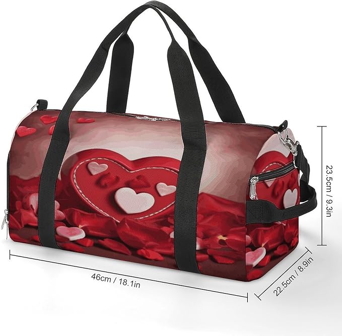 Oxford Cloth Happy Valentine's Day1 Gym Bag,Duffle Bag with Shoes Compartment And Adjustable Shoulder Straps，Weekender Bags for Men Women.