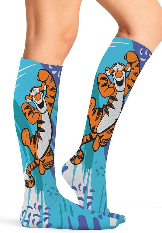 Cherokee Women's 10-15mmHg Compression Socks – Fun Print Knee Highs with Light Support, Soft Feel - PRINTSUPPORT