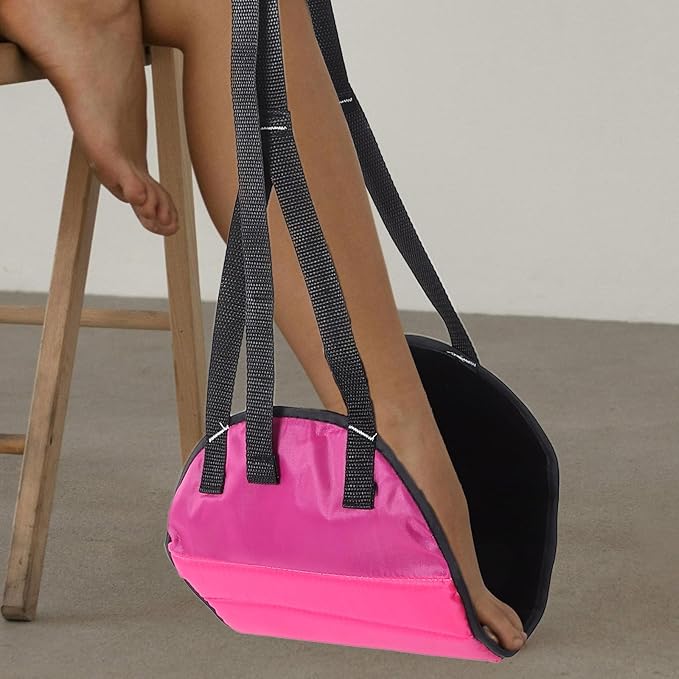PRETYZOOM Portable Airplane Foot Hammock Footrest for Travel Flights, Adjustable Hanging Footrest with Soft Velvet Fabric, Comfortable Leg Support for Office and Airplane Use