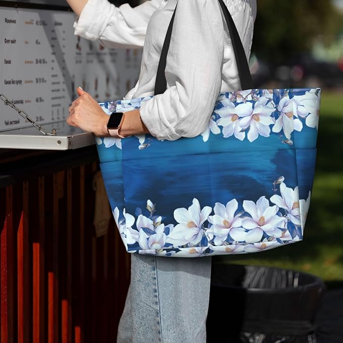 Large Beach Bag for Women Waterproof Foldable Travel Shoulder Tote Bag with Pocket for Weekender Pool Vacation
