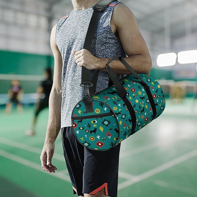 Foldable Gym Travel Bag Southwestern Native American Overnight Weekender Travel Bag Dance Sports Gymnastics Bags Unisex Overnight Bags