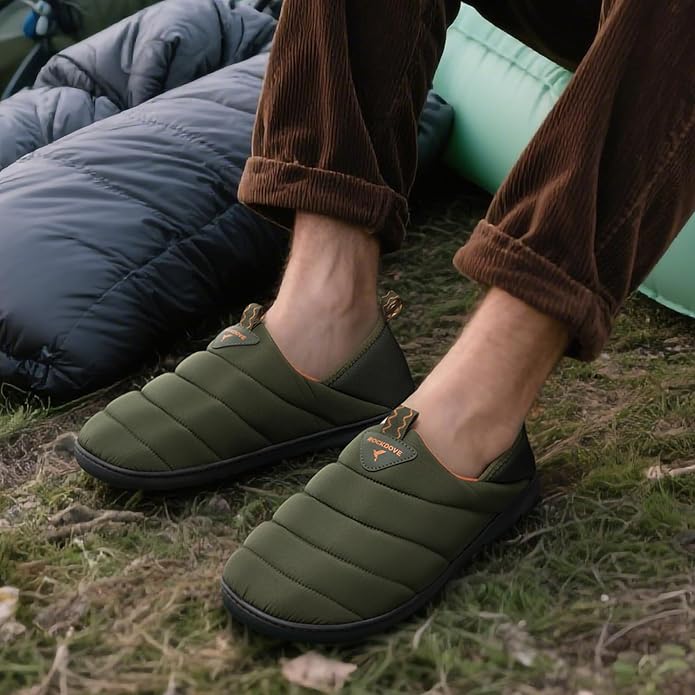 RockDove Men's Pufflite Two-Tone Quilted Loafer Slipper with Indoor/Outdoor Sole