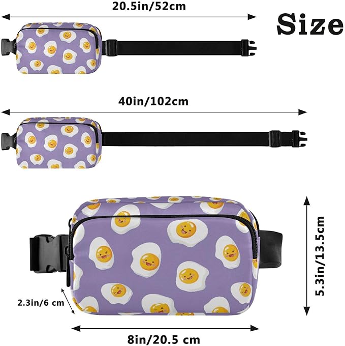 Kawaii Fried Eggs Fanny Pack for Women Men Water Resistant Fashion Waist Packs with Adjustable Strap Belt Bag for Travel Workout Jogging Hiking 21219093