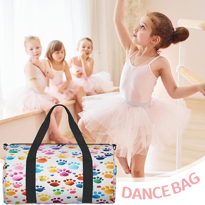 Colorful Pawprint Design Travel Duffle Bag for Women Men, Overnight Weekender Bag, Carry on Tote for Sport Gym
