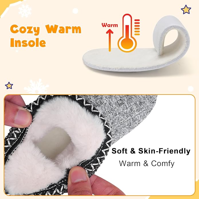 LeIsfIt Toddler Slippers Boys Girls Cozy Warm House Shoes Kids Non-slip Winter Slipper Booties Slip on Plush Lining Sock Slippers