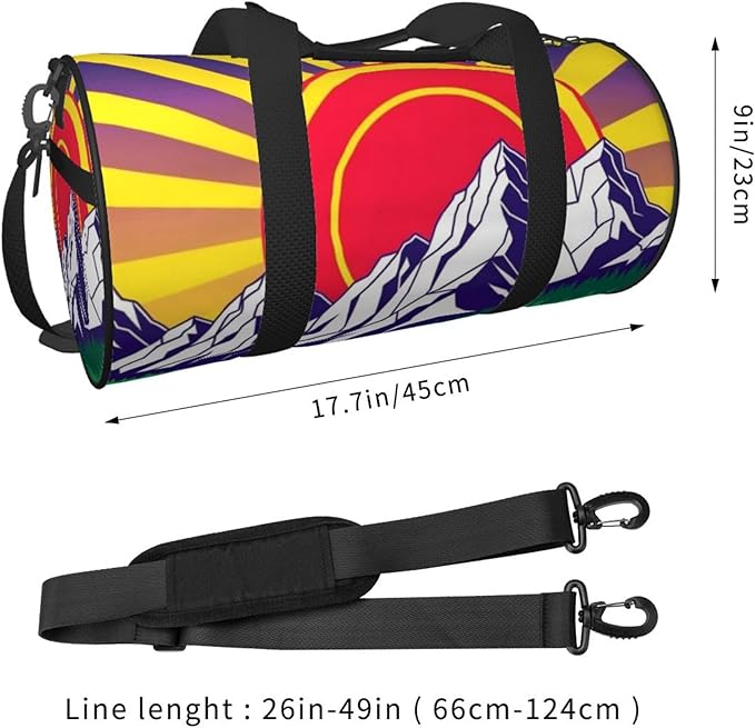 Small Gym Bag for Women, Sport Duffel Gym Tote Bags Ancient Colorado Mountain Flag Purple for Yoga, Workout, Dance, Swim