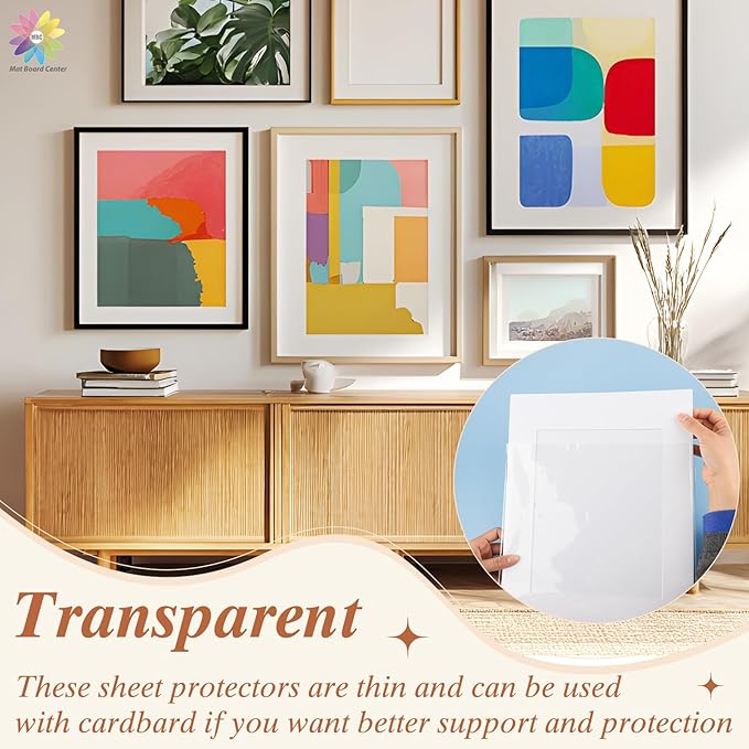 Mat Board Center 100 Pcs 8x10 Inches Clear Resealable Plastic Sleeves, Self Sealing Polypropylene Bags for 8x10 Prints, Photos, Artworks