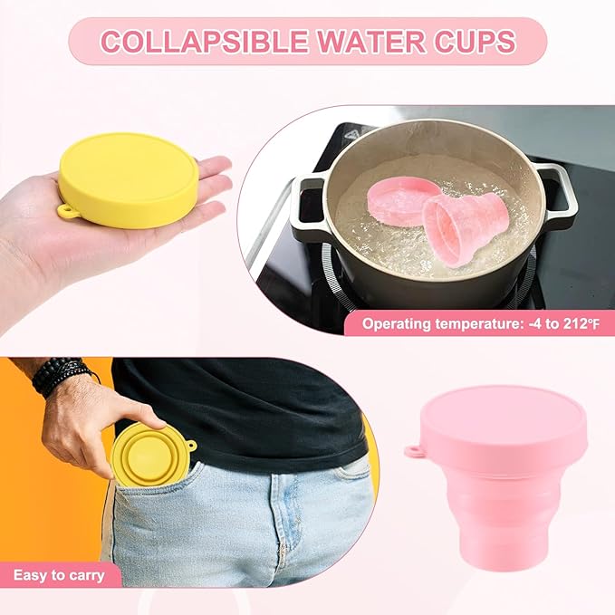 4 Pack Collapsible Travel Cup, 5.7oz(170ml) Silicone Portable Foldable Water Cup Bottle for Travel/Camping/Hiking, Reusable [Sky Blue]
