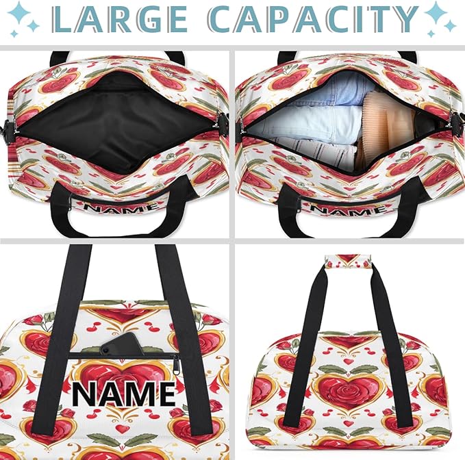 Rose Floral Mini Gym Bag 18 inch for Women Men Waterproof Custom Retro Flower Vintage Travel Duffel Bag Carry On Overnight Tote Nurse Bag for Work Fitness Hiking