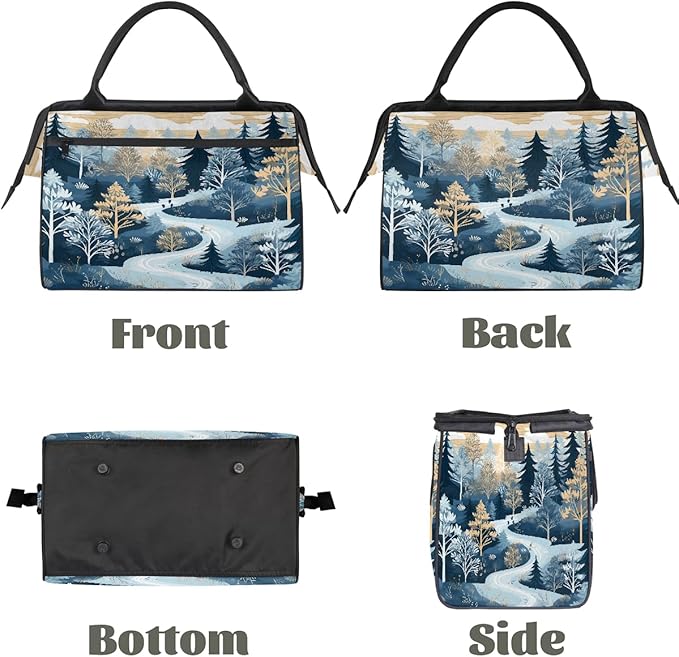 Gym Bag for Women Men, Winter Forest Tree Sports Duffel Bags, Waterproof Travel Weekender Overnight Carry On Tote Bags for Travel Sports