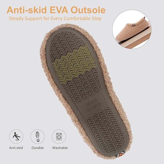 Women’s Fuzzy Memory Foam Slippers with Cozy Curly Fur and Warm Fleece Lining Closed Back Non-Slip House Shoes Lightweight Soft Comfy Indoor Bedroom Slippers