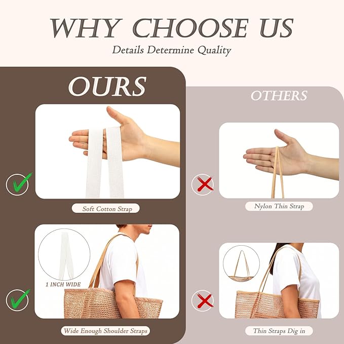 Beach Bag for Women with Outer Pocket, Waterproof Large Tote Bag for Cruise Essentials