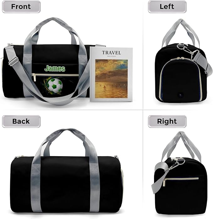 Personalized Tactical Gym Bag For Men，Custom Travel Duffel Bag with Name，Sports Workout Travel Bag with Shoes Compartment-Soccer 2
