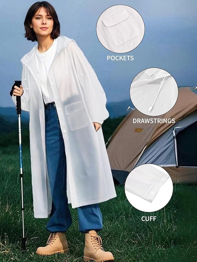 Besshopie EVA Raincoat Waterproof Rain Poncho Reusable Unisex Men Women Long Clear Rain Wear