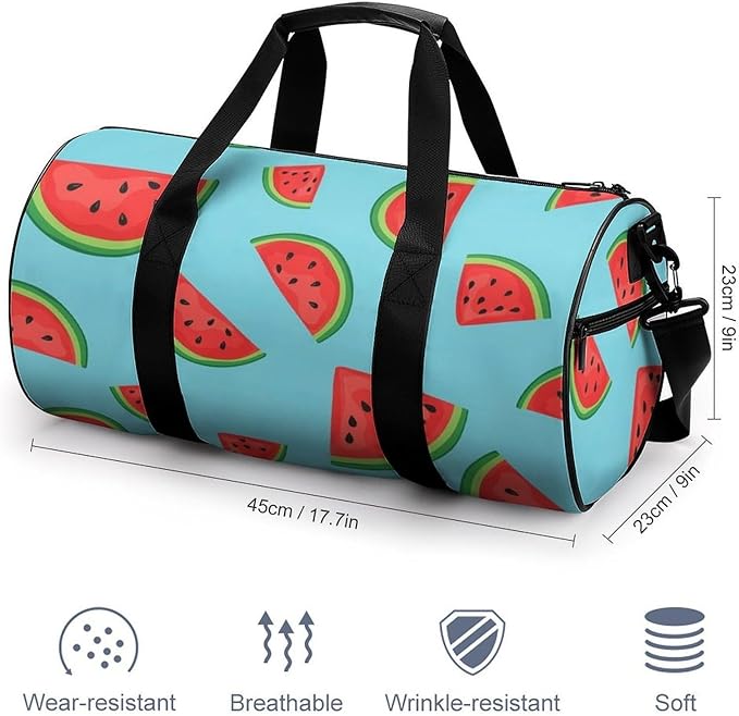 Unisex Foldable Gym Bag Watermelon Blue (2) Lightweight Travel Sports Bag Workout Yoga Dance Bags Overnight Weekender Bags