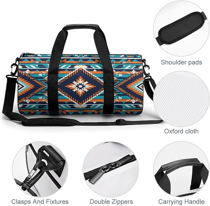 Workout Lightweight Duffel Bags Western Native Aztec (3) Carry On Weekender Overnight Bag Gym Sport Yoga Dance Bags