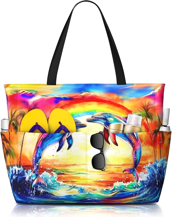 Large Beach Tote Bag Beach Bag Waterproof Sandproof Lightweight Women Tote