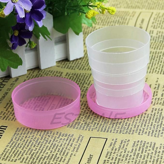 2 PCS Portable Plastic Retractable Folding Cup,Telescopic Collapsible Fashion Beautiful Water Glasses for Outdoor Travel，Practical Household Supplies Kitchen Supplies