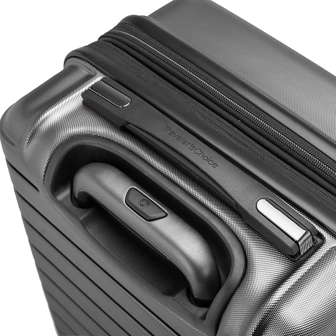 Traveler's Choice Archer Polycarbonate Hardside Spinner Luggage Set, Tie Down Straps, Grey, Carry-On 21-Inch