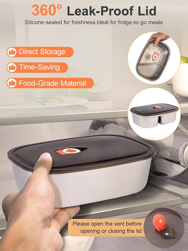 Electric Lunch Box Food Heater, 80W Heated Lunch Box for Adults, 12V 24V 110V Portable Food Warmer LunchBox for Car Truck Work with Removable 304 Stainless Steel Container White