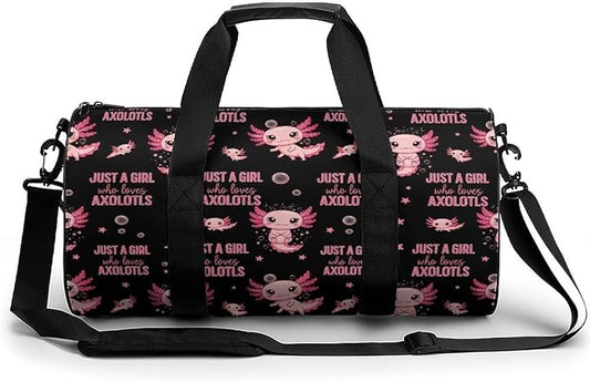 Gym Sports Duffle Bag Just A Girl Who Loves Cute Axolotl Weekender Carry on Beach Yoga Overnight Luggage Bag Travel Training Workout Bags