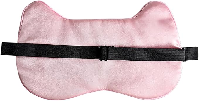 Cute Cat Silk Sleep Mask Adjustable Eye Mask Sleeping Mask Eye Cover Soft Satin Blindfold Eye Shade for Girls Women Men Travel Nap - Pink