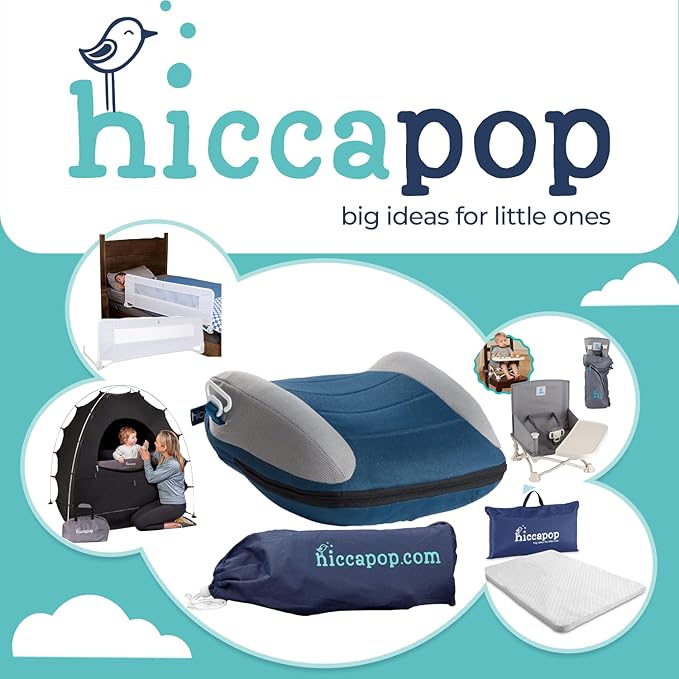 Hiccapop UberBoost Inflatable Booster Car Seat | Travel Booster Car Seat | Portable Booster Seat for Toddlers, Kids, Child (Navy/Gray)