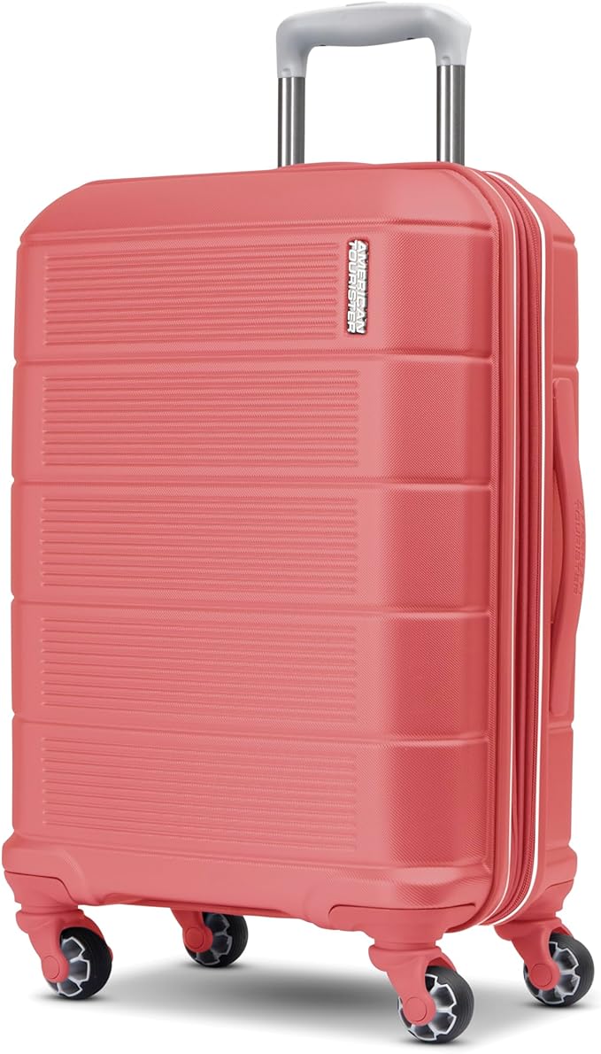 American Tourister Stratum 2.0 Expandable Hardside Luggage with Spinner Wheels, Soft Coral, Carry-on