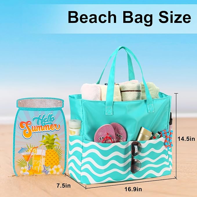 LEDAOU Beach Bag Waterproof Sandproof Women Beach Tote Pool Bag with Zipper for Swim Gym Grocery Travel with Wet Pocket | Sandproof, with Zipper, for Gym, Grocery, Travel, with Wet Pocket