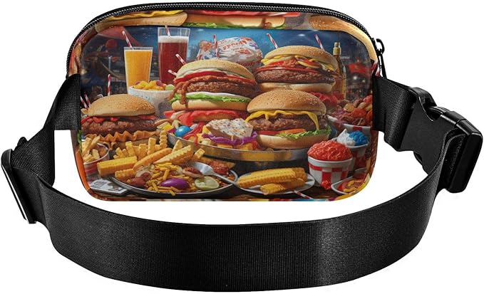 Hamburger Fries Juice Fanny Pack for Women Men Water Resistant Fashion Waist Packs with Adjustable Strap Belt Bag for Travel Workout Jogging Hiking 21219762