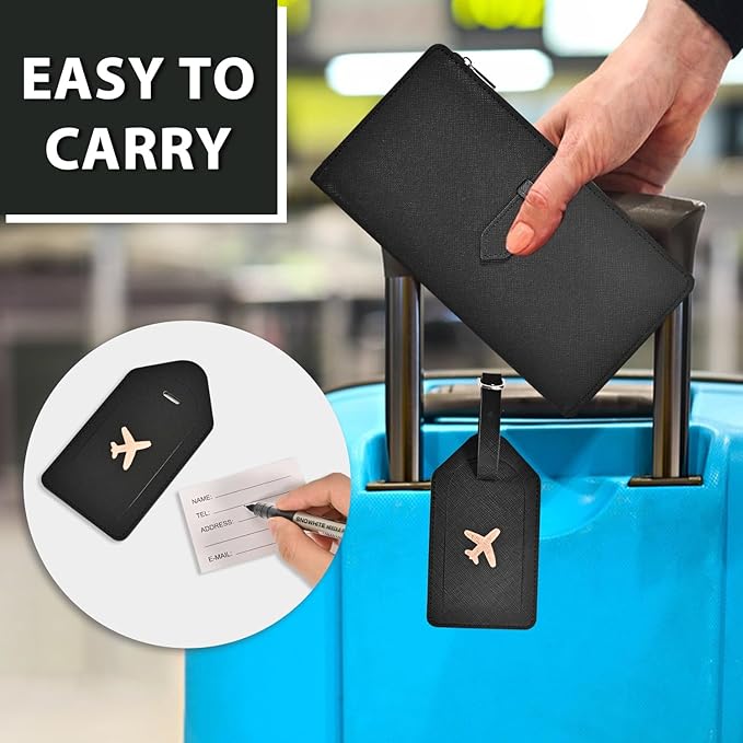 Deziliao Passport Wallet for Men and Women, Mulit-purpose RFID Blocking Passport Holder Travel Wallet, Passport and Vaccine Card Holder Combo, Travel Essentials Passport Cover Case（Black）