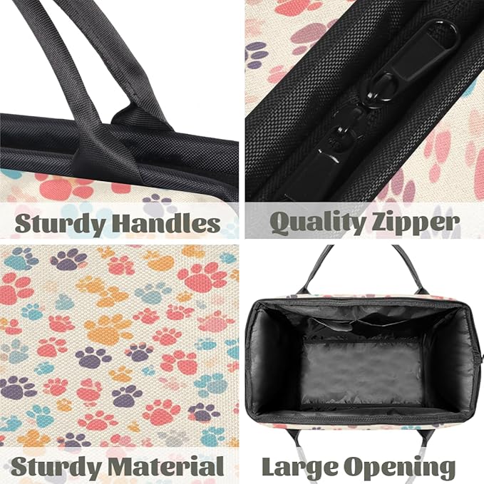 Colorful Pawprint Overnight Weekender Bag for Women Men Travel Duffel Bags Waterproof Luggage Carry on Sports Yoga Gym Bag