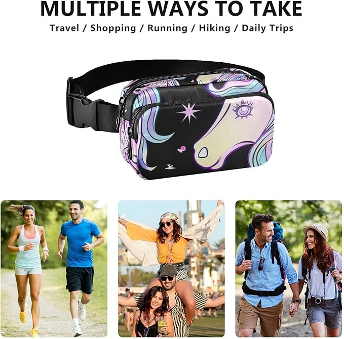 Gradient Unicorns Fanny Pack for Women Men Water Resistant Fashion Waist Packs with Adjustable Strap Belt Bag for Travel Workout Jogging Hiking 21219336