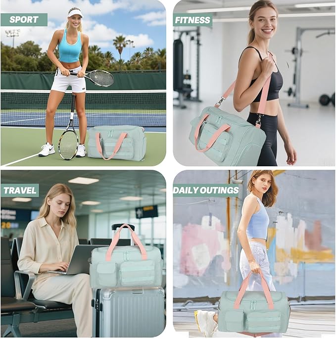 Gym Bags for Women & Men - 20 Inch Travel Duffle Bag with Shoes Compartment & Wet Pocket, Durable Carry-on Weekend Bag, Medium