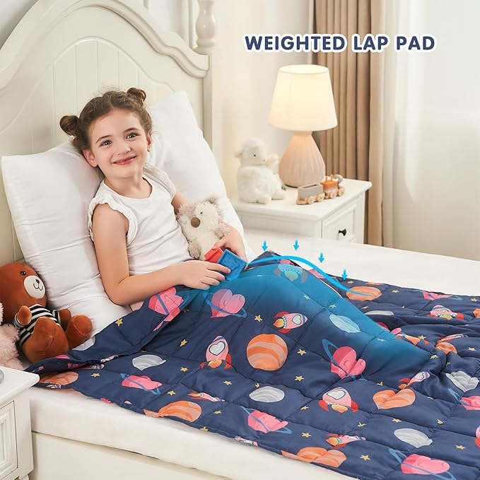 yescool Plane Weighted Blanket 3 Pounds Cooling Weighted Lap Blanket, Space Heavy Blankets, Breathable Weighted Throw Blanket Gifts for 20-40lbs, 36"x48"