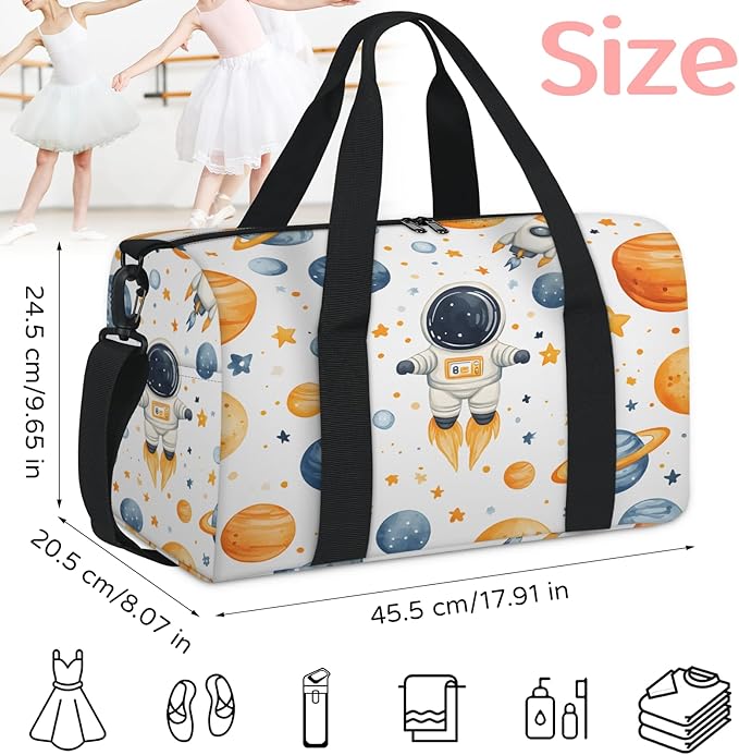 Planet Rocket Astronaut Travel Duffle Bag for Women Men, Overnight Weekender Bag, Carry on Tote for Sport Gym