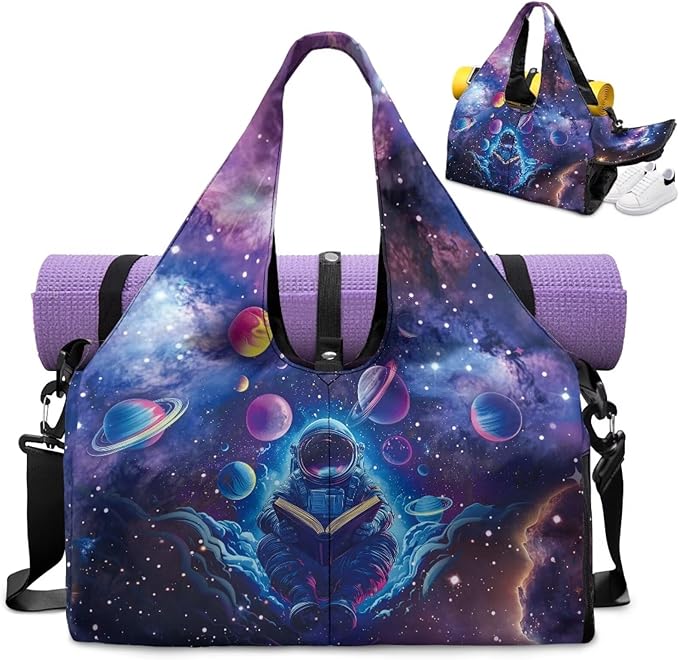 Mens Gym Duffle Bag Double Zipper Gym Bags for Men with Shoe Compartment, Yoga Mat Carrier, Mens Small Gym Bag for Running Swimming Pilates