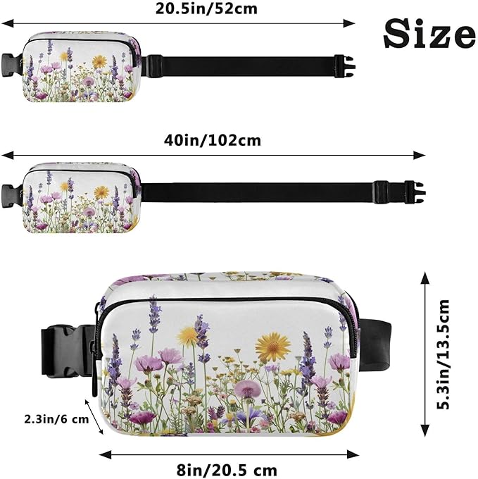 Spring Wild Flowers Fanny Pack for Women Men Water Resistant Fashion Waist Packs with Adjustable Strap Belt Bag for Travel Workout Jogging Hiking 21220007