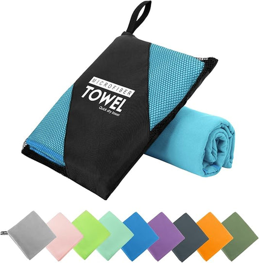 Microfiber Travel Towel, Soft Lightweight Quick Dry Towel, Super Absorbent Compact Travel & Sports & Beach Towels for Camping, Backpack, Gym, Swimming, Yoga, Hiking (XS:12"×24" -Ocean Blue)